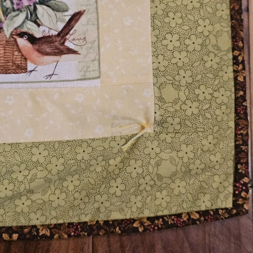 Susan Winget Garden Blessing Block Quilted Tapestry Floral‎ Birds Wall Decor